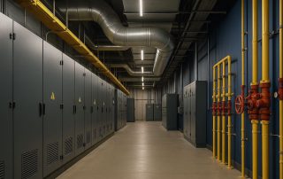 Kesiapan fasilitas PDN Cikarang dengan sistem MEP dan keamanan kebakaran berstandar Tier kritis, menampilkan infrastruktur modern pusat data Indonesia.