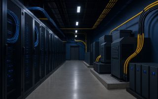 Ketahanan pusat data Indonesia dengan jalur daya dan jaringan redundan, ruang server modern berpendingin presisi, dan tata kelola risiko pasca outage cloud global Oktober 2025.