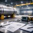 Visual metrik kualitas fabrikasi erection pada pressure vessel industri dengan fokus dimensi presisi, kualitas welding, pengujian NDT, dan kontrol dokumentasi proyek konstruksi modern.