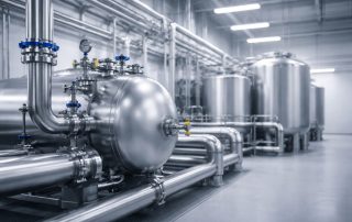 Dokumentasi piping tank vessel pada instalasi industri modern dengan sistem pipa, tangki, dan pressure vessel tersusun rapi sebagai representasi kontrol ITR, MC, dan punch list agar audit-ready.